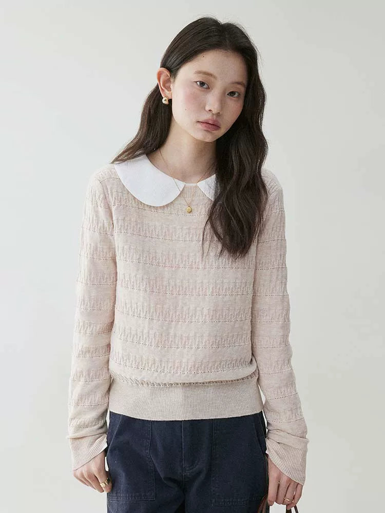 VOOE Contrast Shoulder Crew Neck Sweater