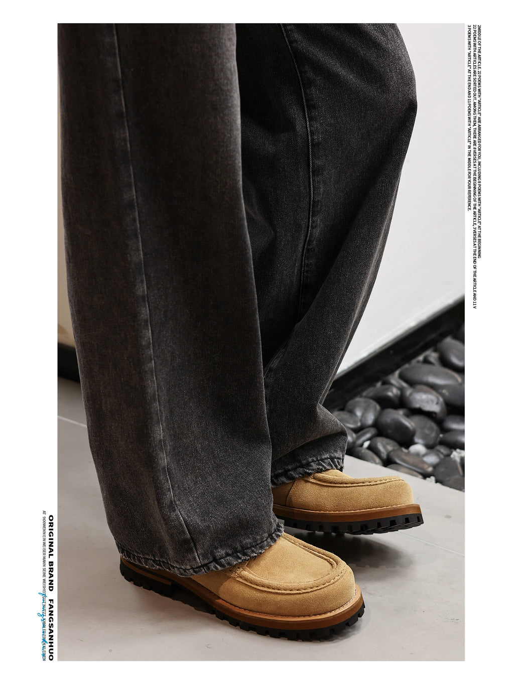 FANGSANHUO Retro Thick-soled Heightened Suede Casual Tooling Derby Shoes