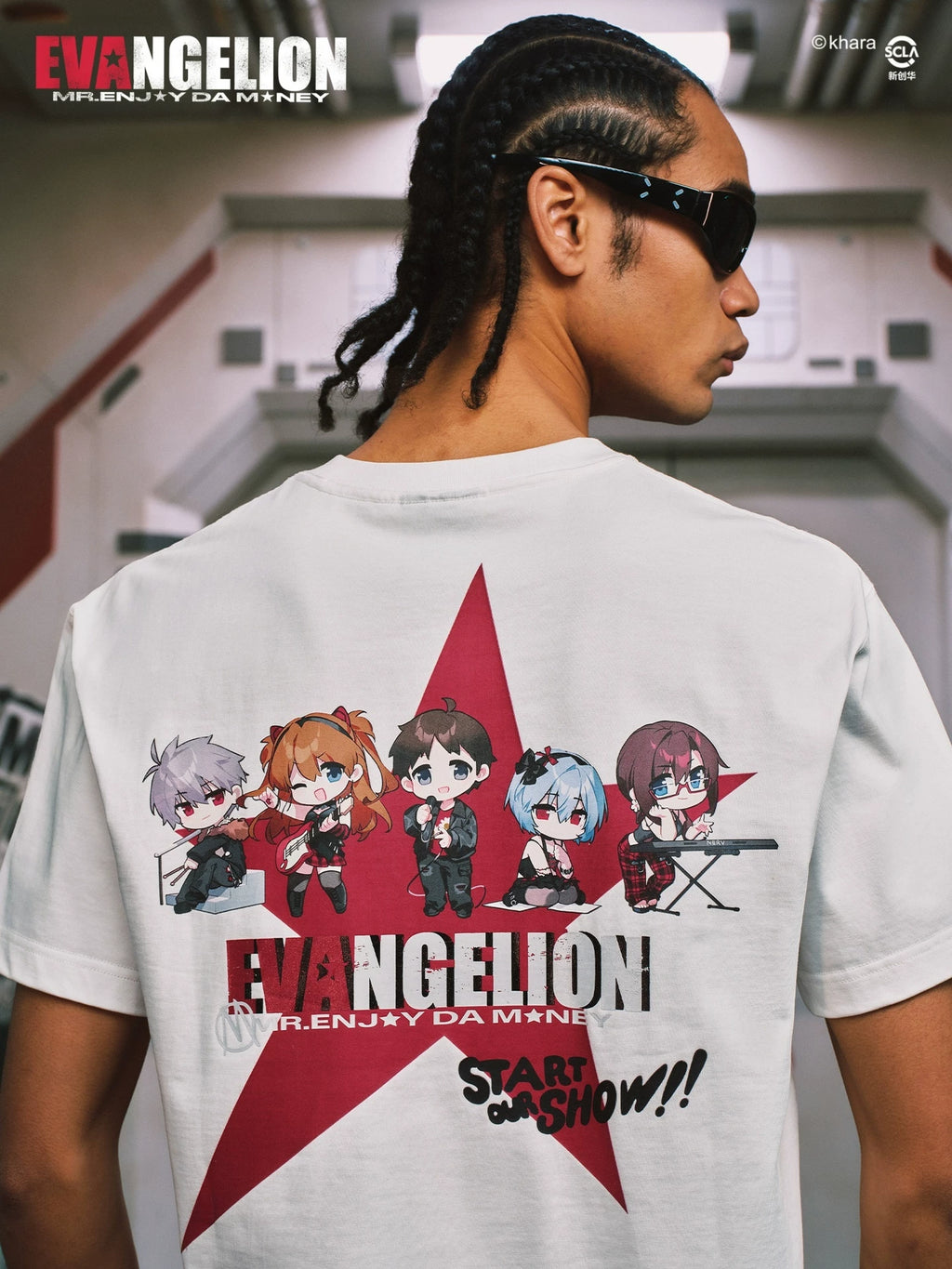 MEDM Pentagram Printed Casual Crew Neck Tee