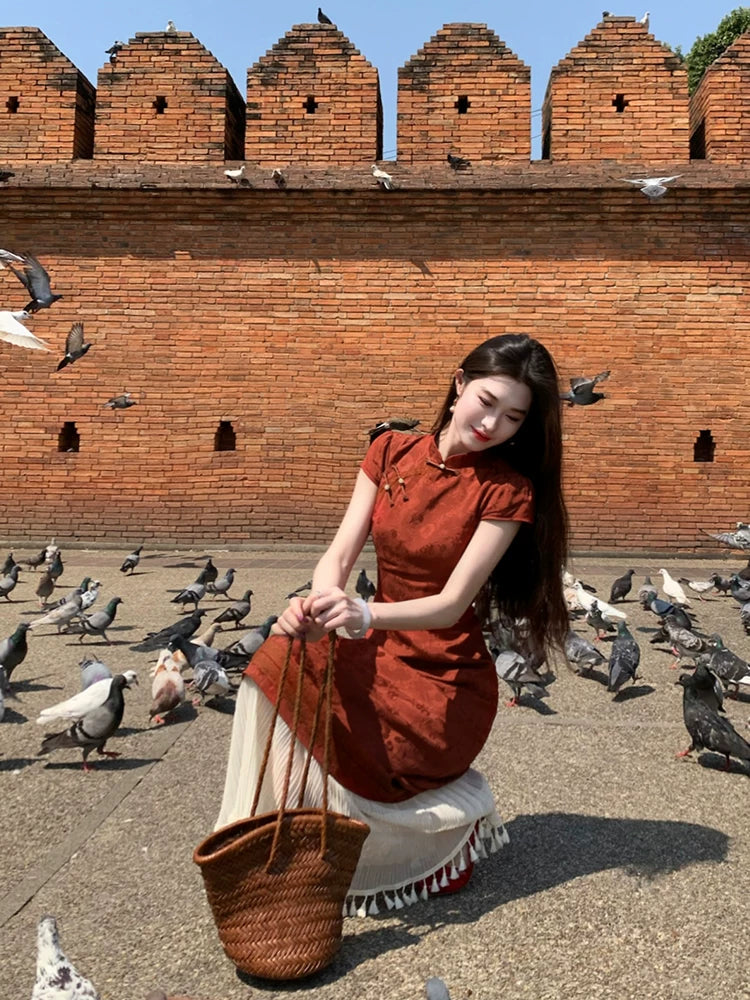 ZIHE High-end Fringed Splicing Dress