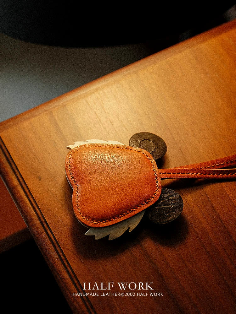 HALF WORK cowhide bag pendant genuine leather retro handmade tiger head pendant tiger zodiac bag pendant