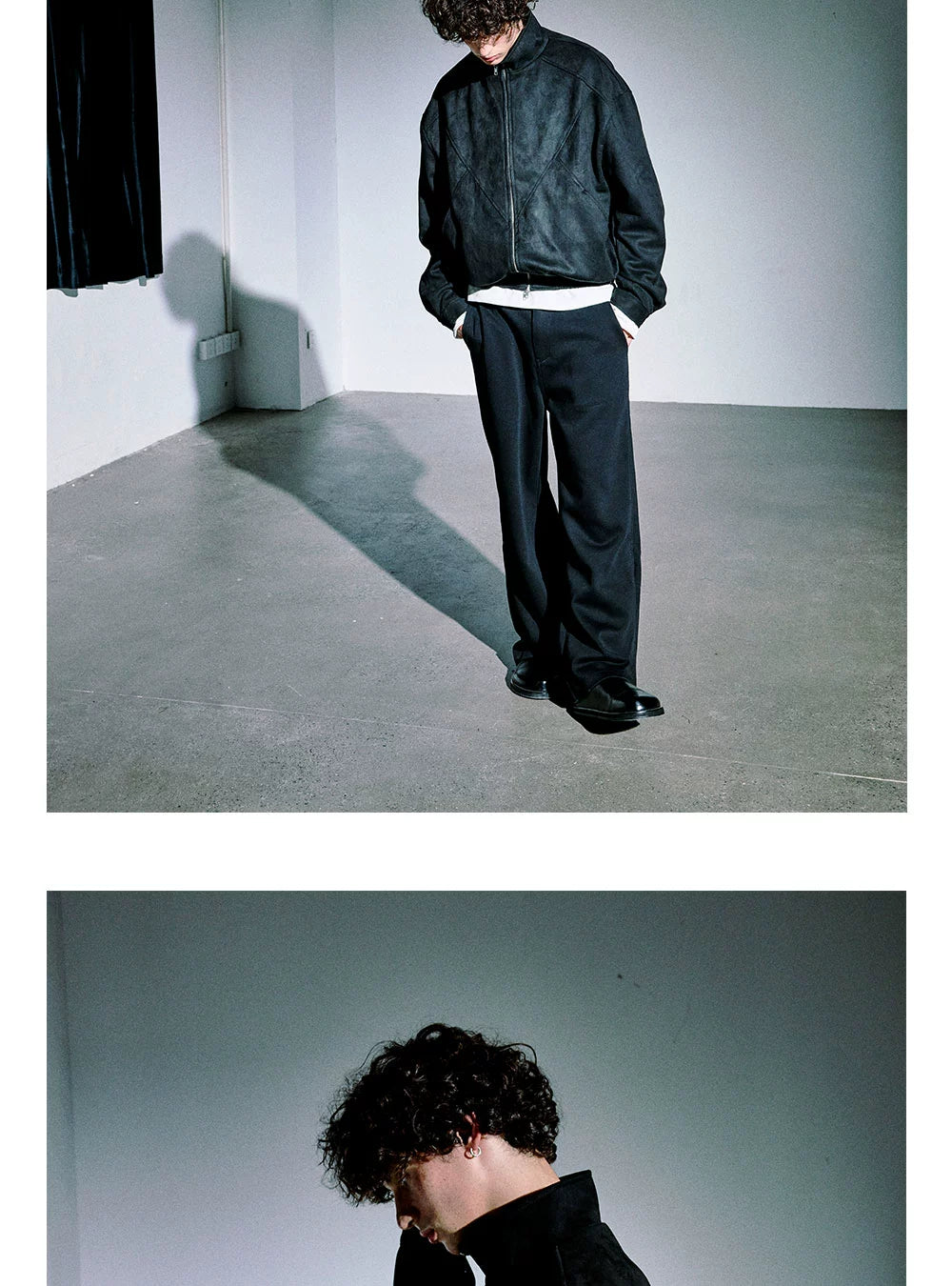 Anniehall Deconstructed Splicing Double Zip Stand-Up Jacket