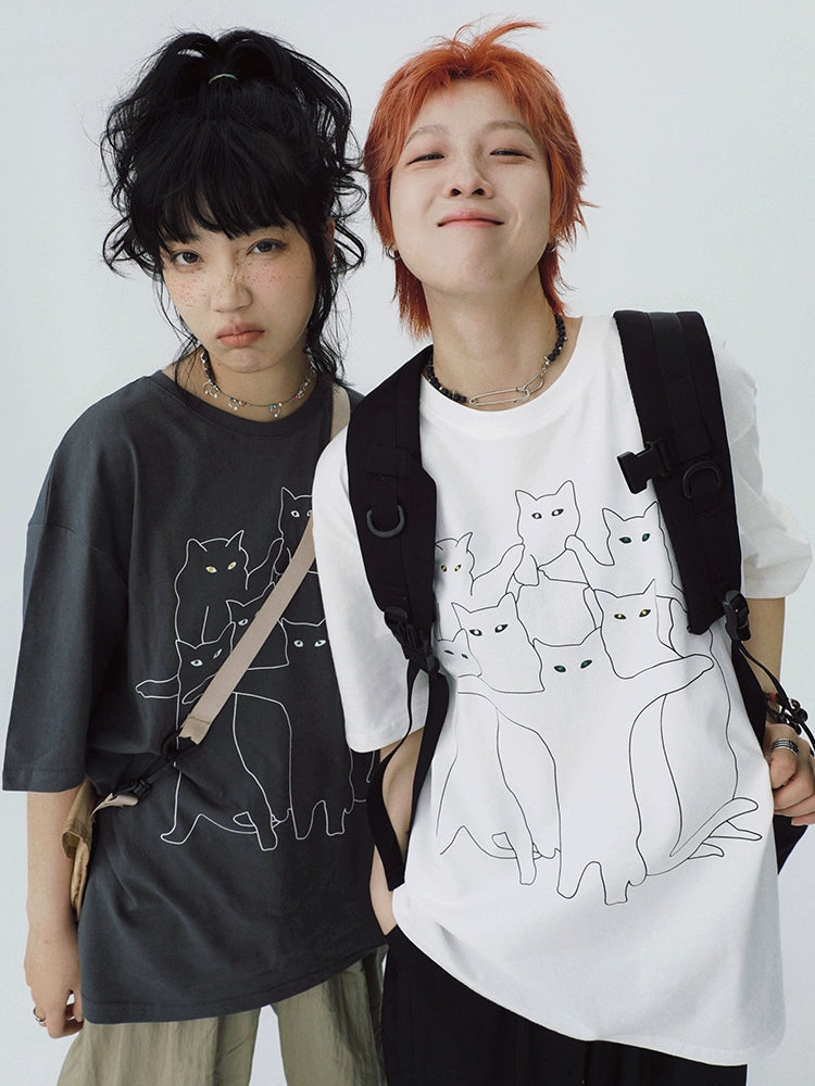 STILLYOU Funny Cat Photo POSE Printed Tee