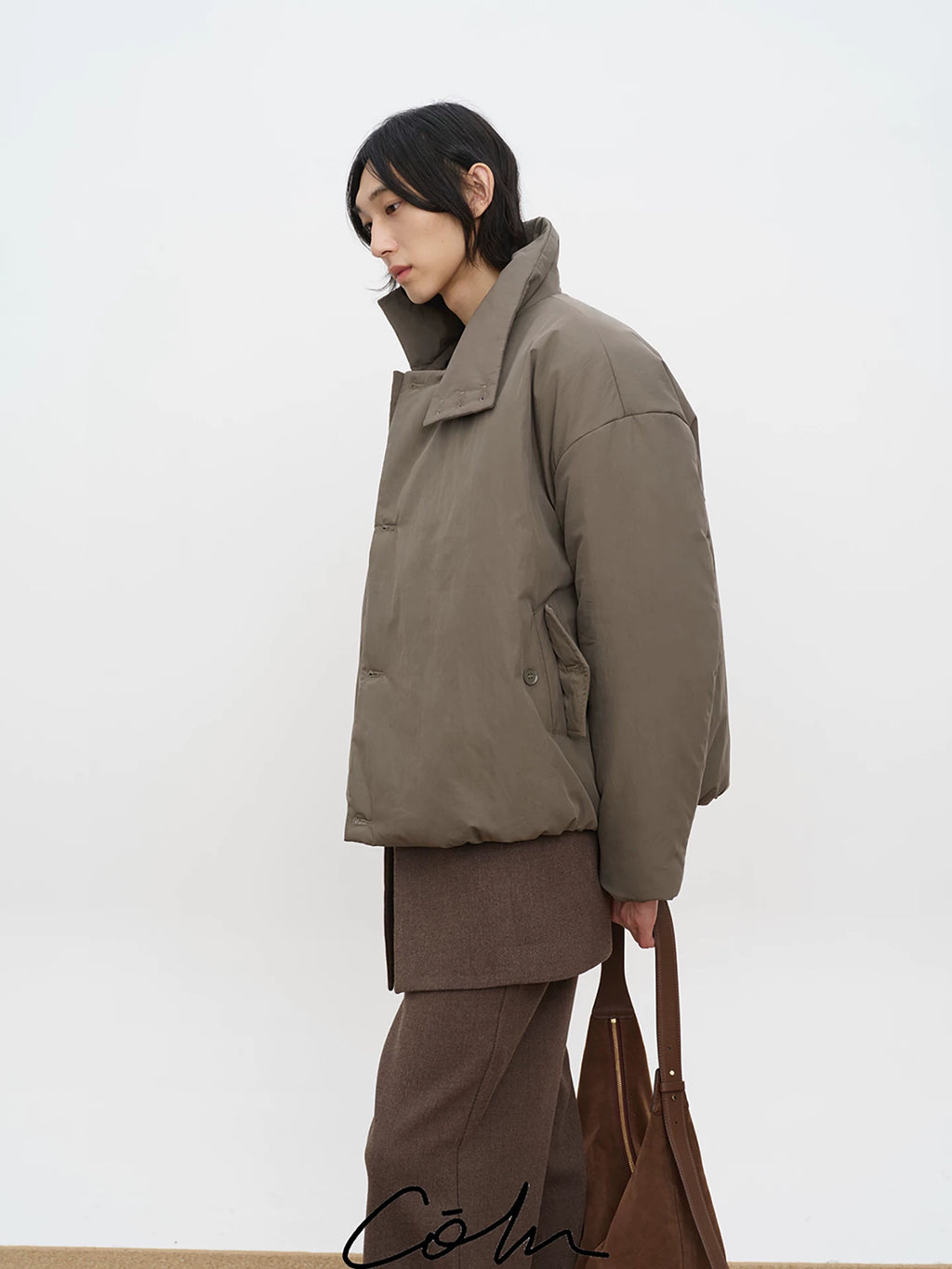 COLN Turtleneck Button Cotton Jacket