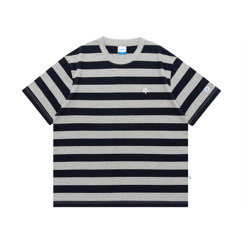 BENT IDEA Wide Striped Crew Neck Casual Tee