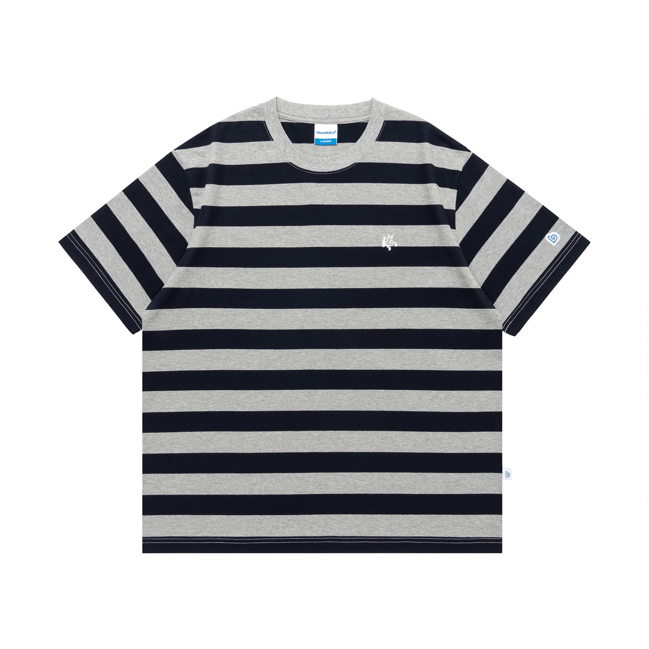 BENT IDEA Wide Striped Crew Neck Casual Tee