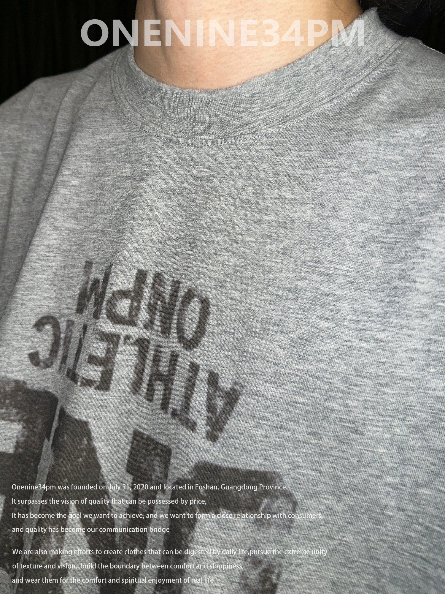 ONENINE34PM Inverted LOGO Printed Retro Loose Tee
