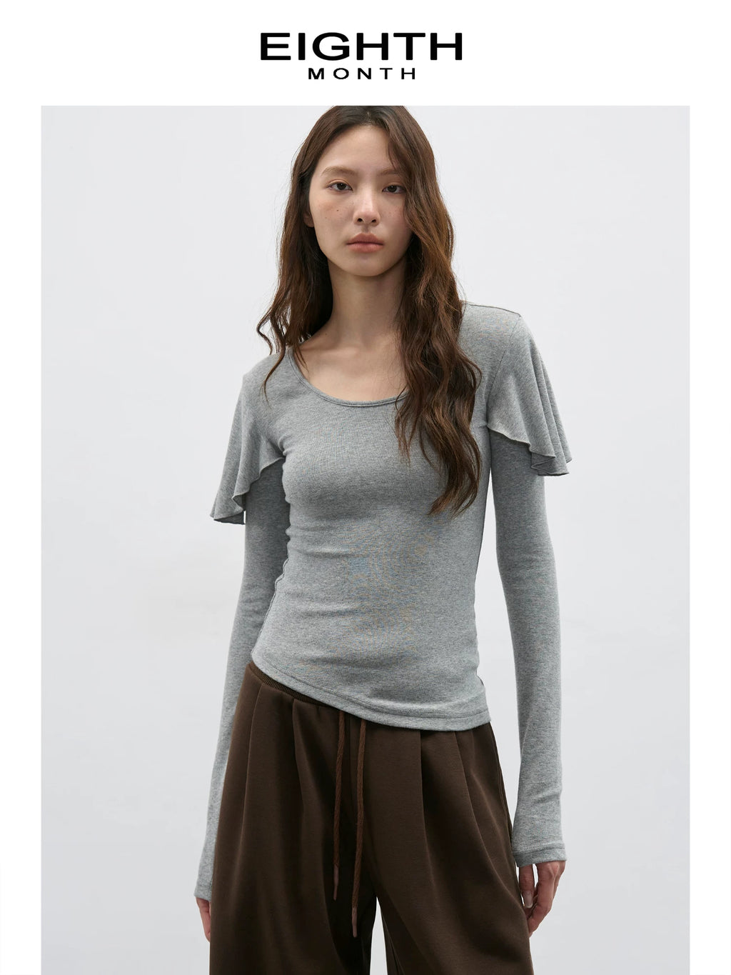 EIGHTHMONTH Lotus Leaf Sleeves Slim and Thin Long Sleeves