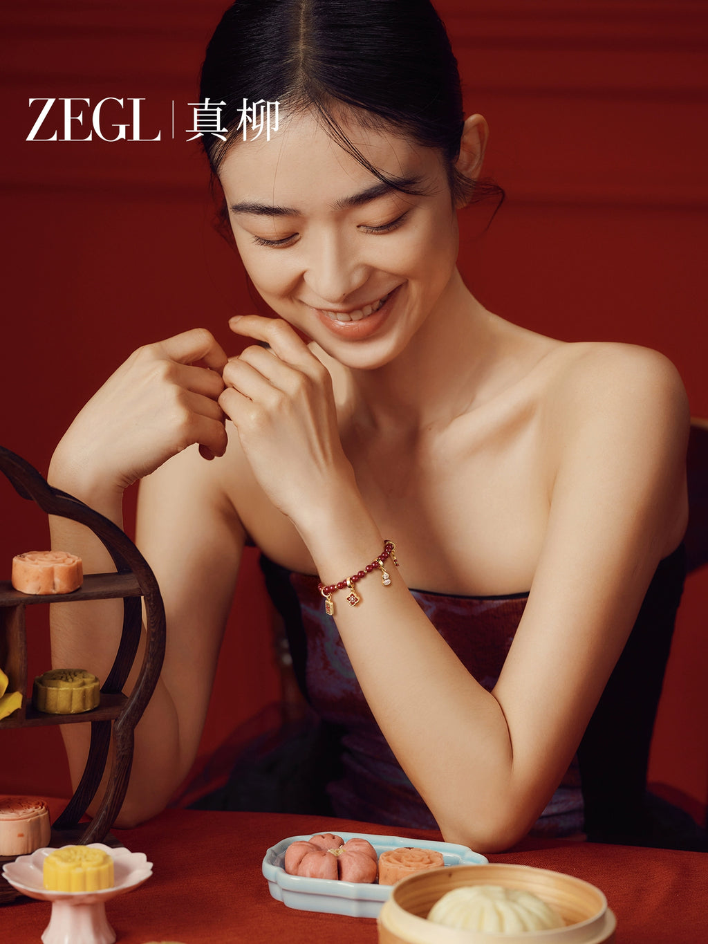 ZEGL Small Square Bean Agate Pendant Bracelet