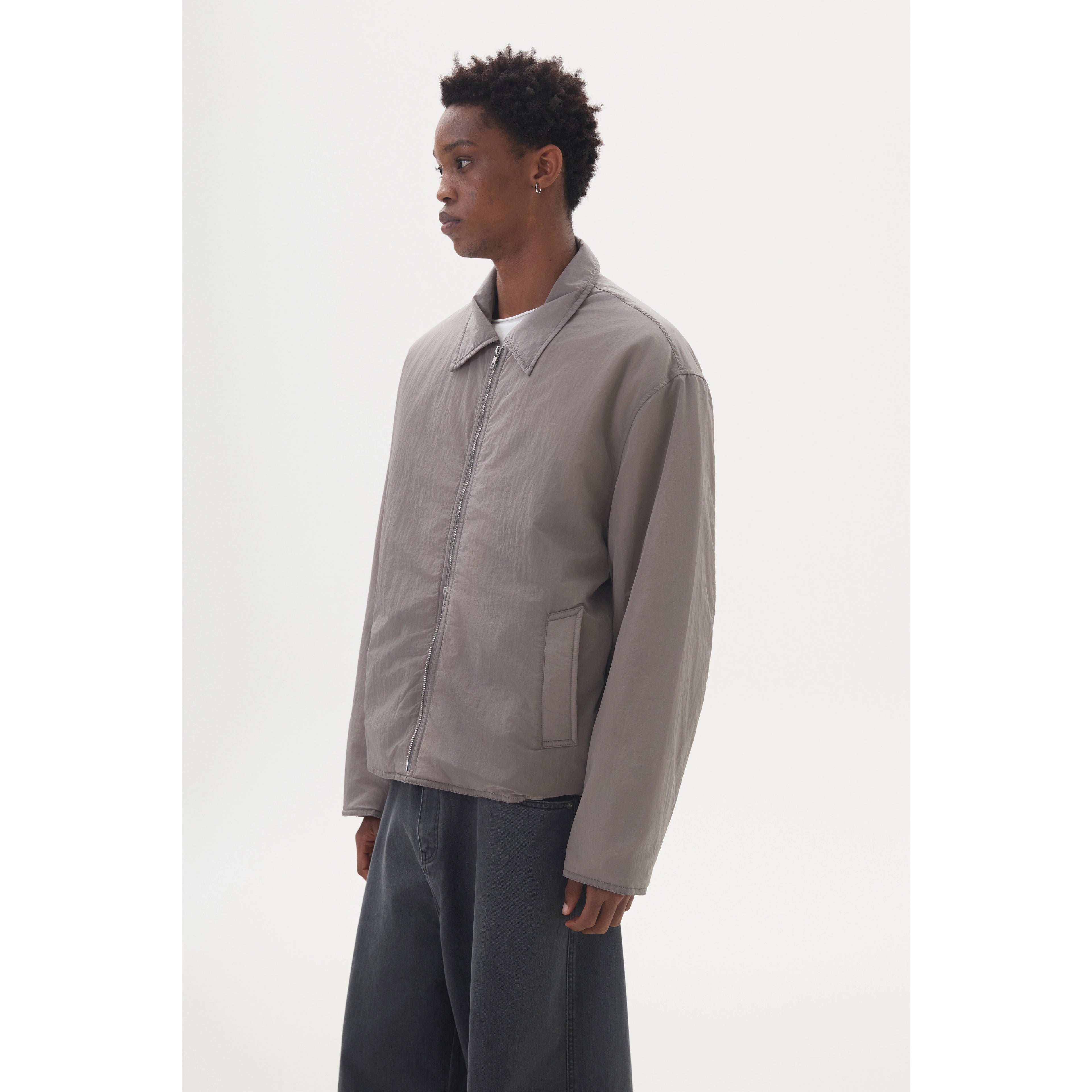 Anniehall Metal Nylon Zip Jacket Cotton