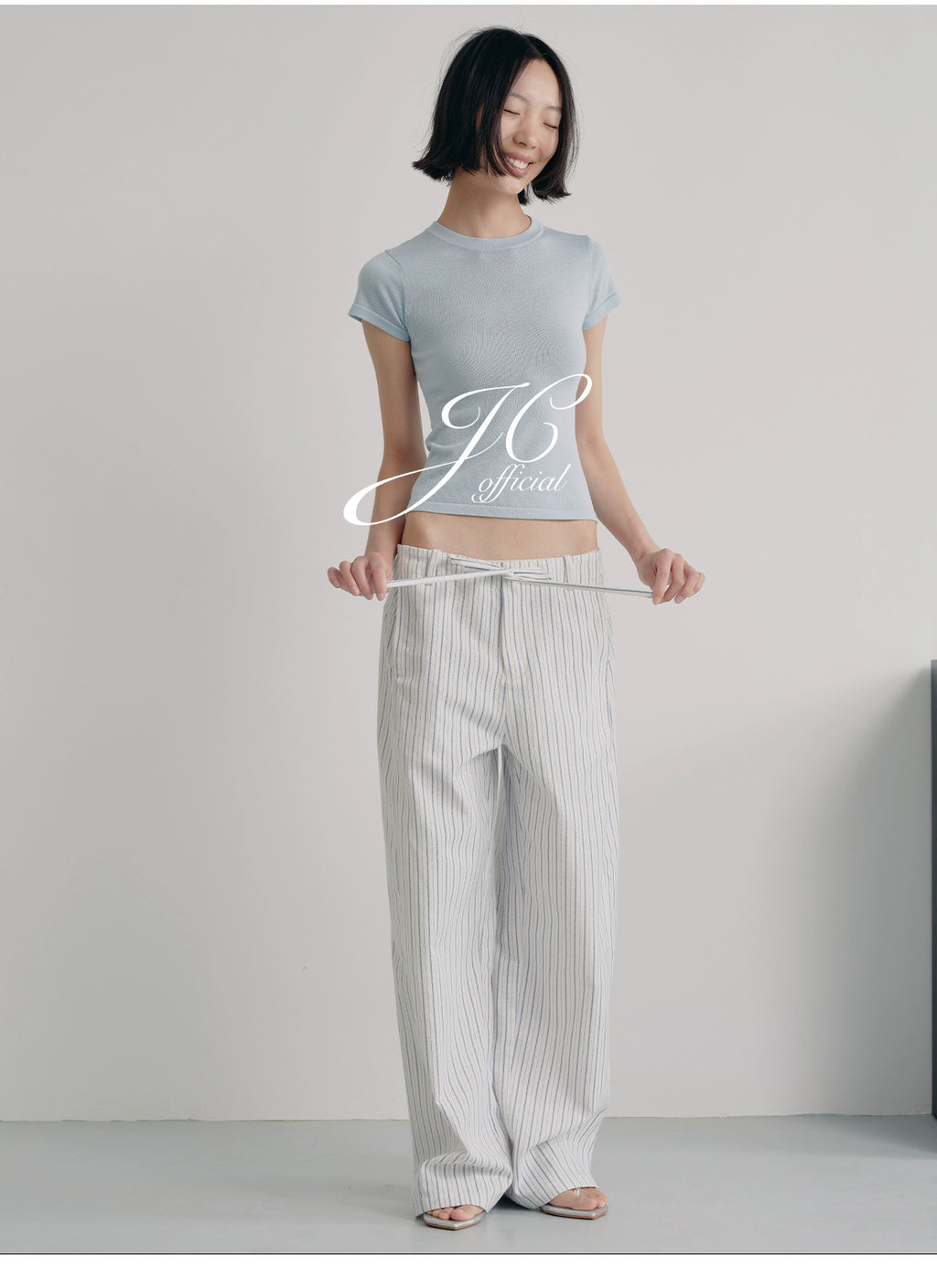 JCAESAR Striped Drawstring Versatile Casual Pants