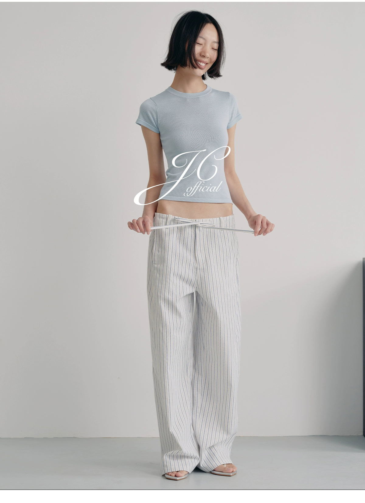 JCAESAR Striped Drawstring Versatile Casual Pants