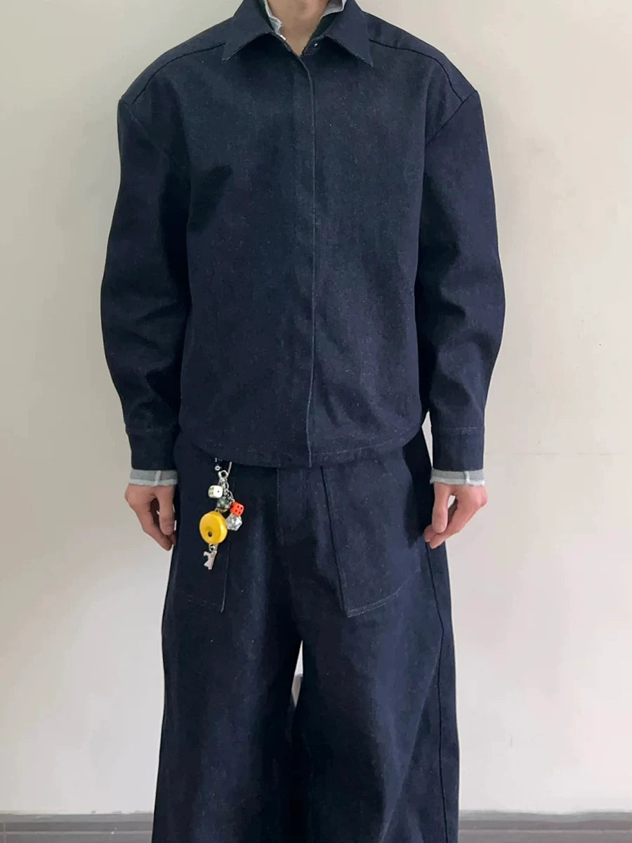 TWOMOONS Vintage Denim Jacket Shirt