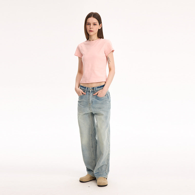 UNF medieval classic versatile CleanFit washed old straight jeans