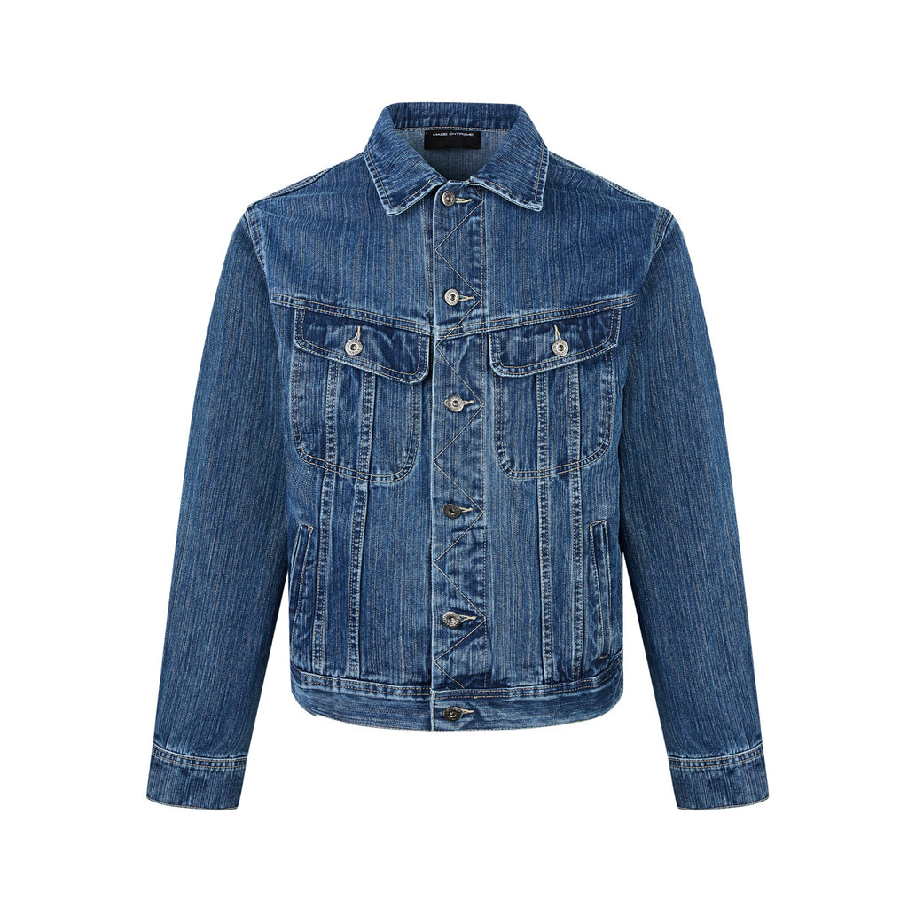 EME Slub Pattern Old Vintage Short Wide Jacket