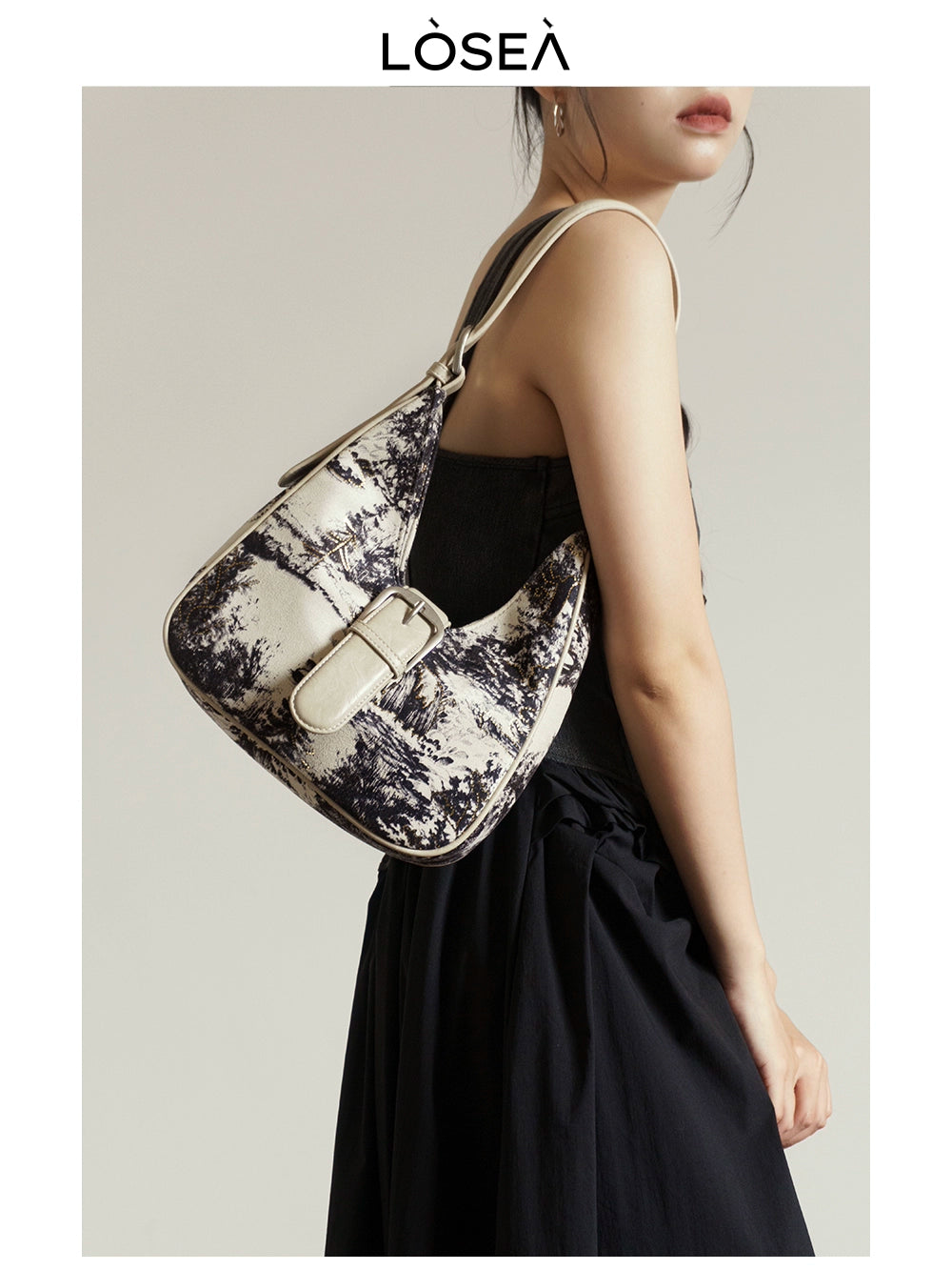 LOSEA New Chinese Ink Painting Underarm Bag