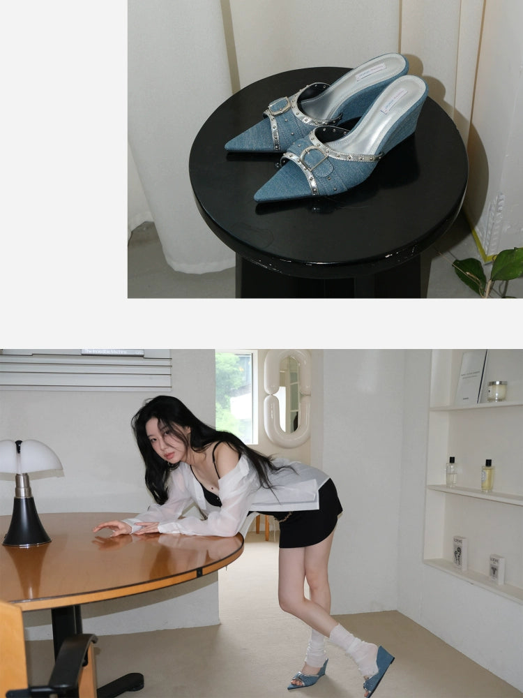 Mooreyu Wedge Heel Premium Sexy French Sandals