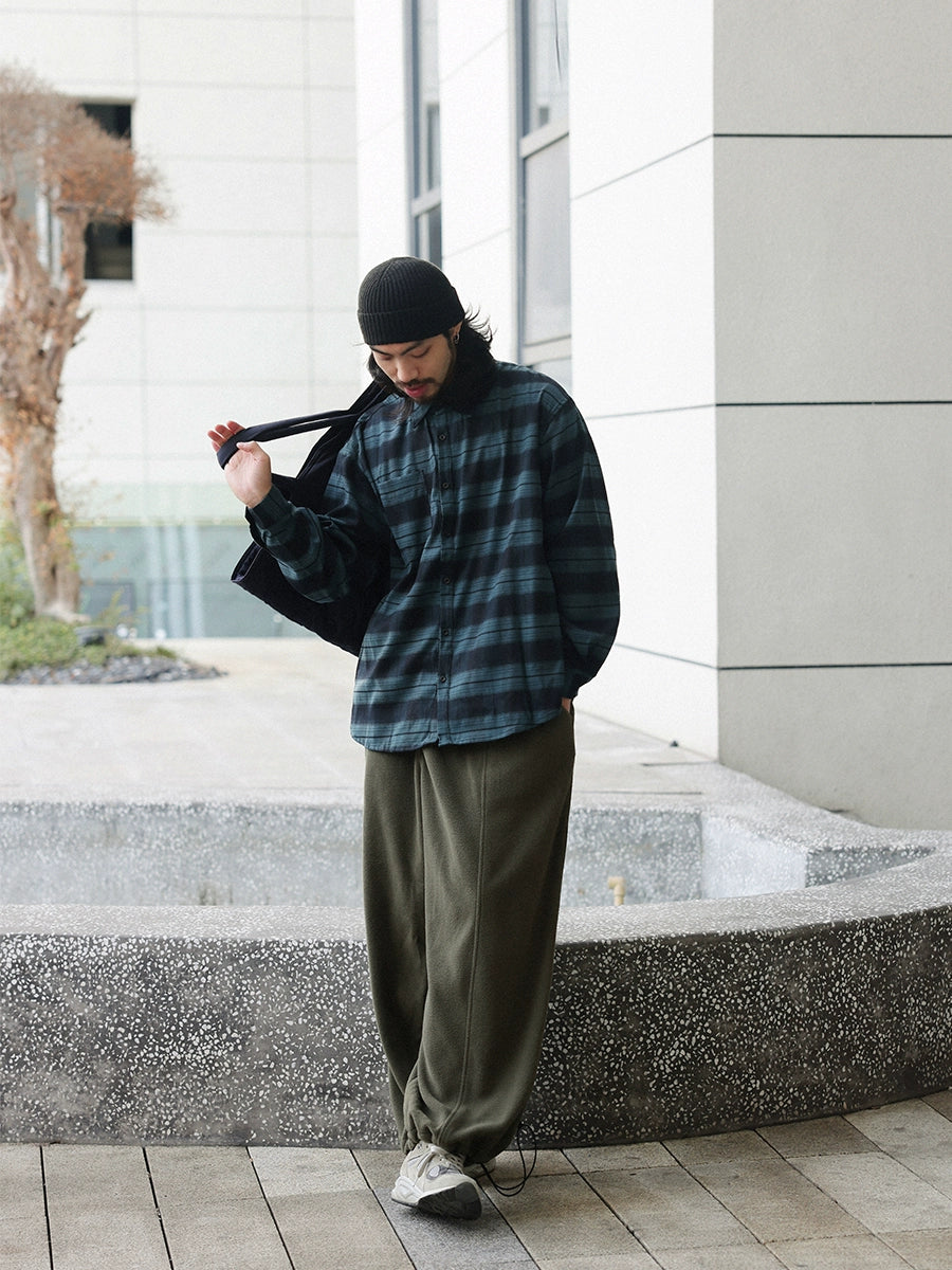 NOEARS Vintage Loose Plaid Long Sleeve Shirt