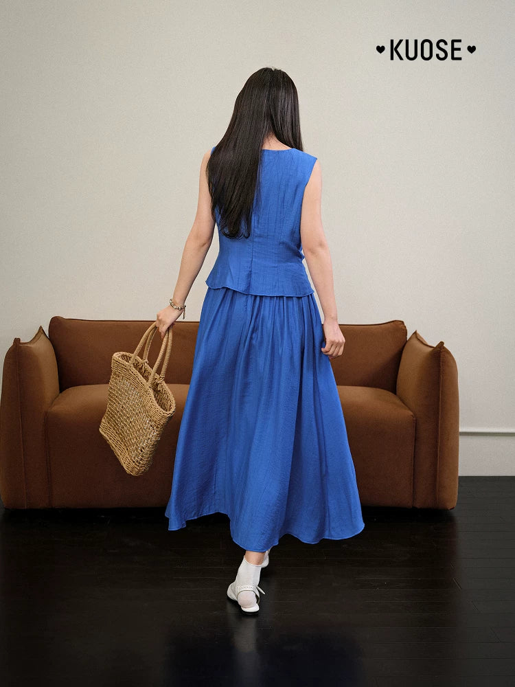 Kuose Fake Two Waist Vest Dress
