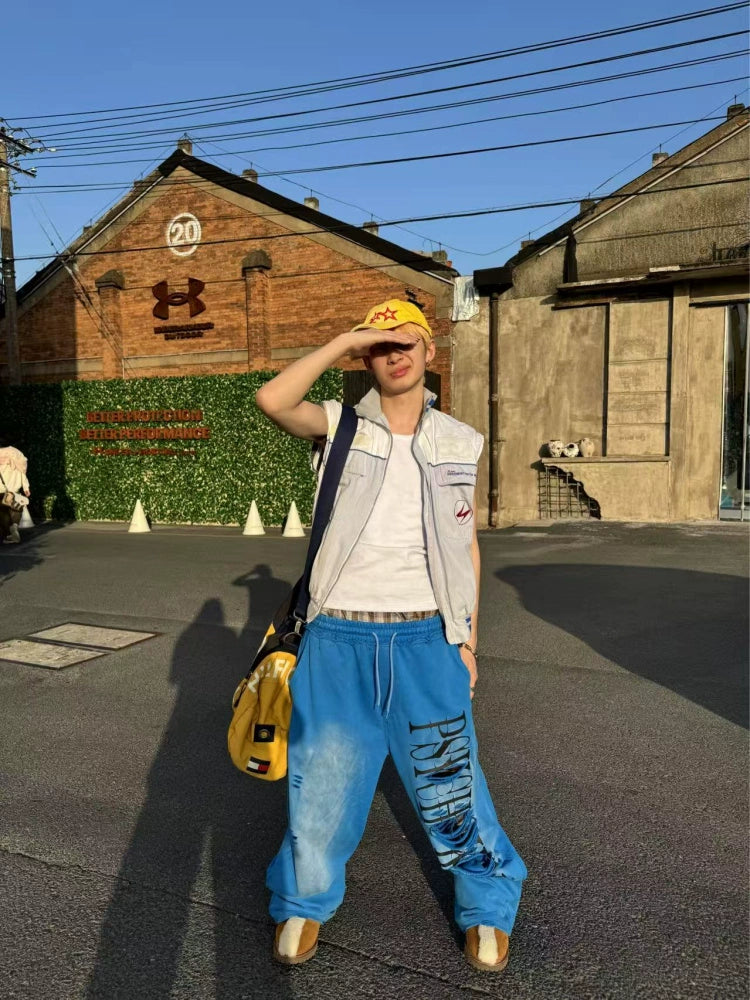 CHAI Cut and Faded Loose Trousers Sweatpants