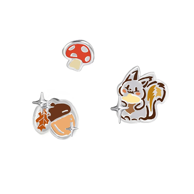 MASW 925 Silver Needle Forest Paradise Squirrel Earrings