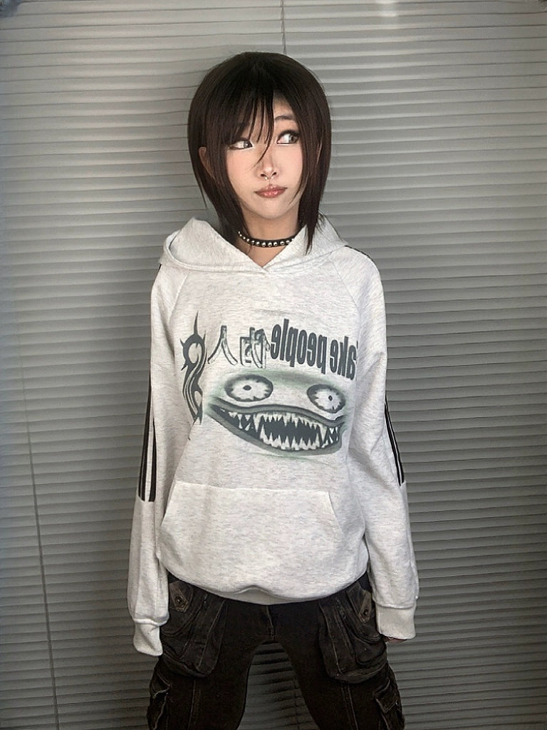 WEBBAR Pattern Print Hooded Sweater