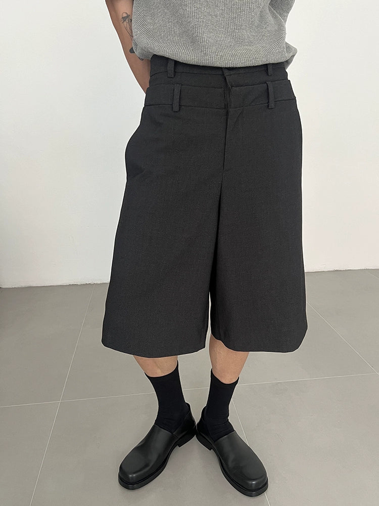 COLN Versatile Fashionable Double Waist Cropped Shorts