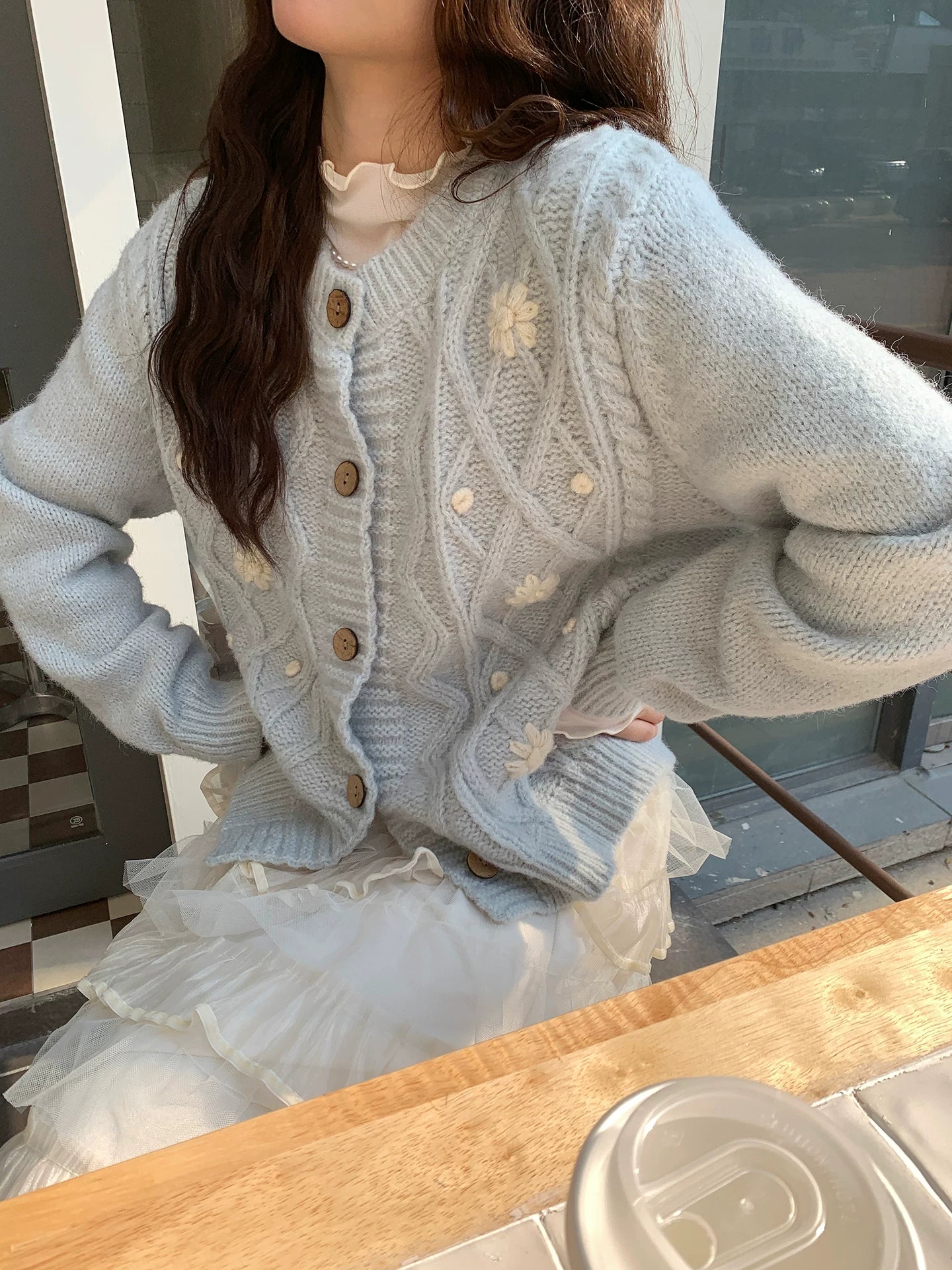 Even Korean Gentle Casual Handmade Crochet Sweater