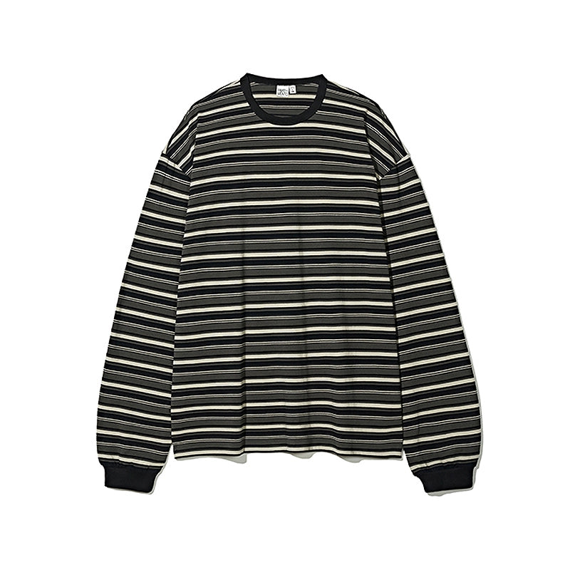 PARTIMENTO Vintage Contrast Striped Long Sleeve