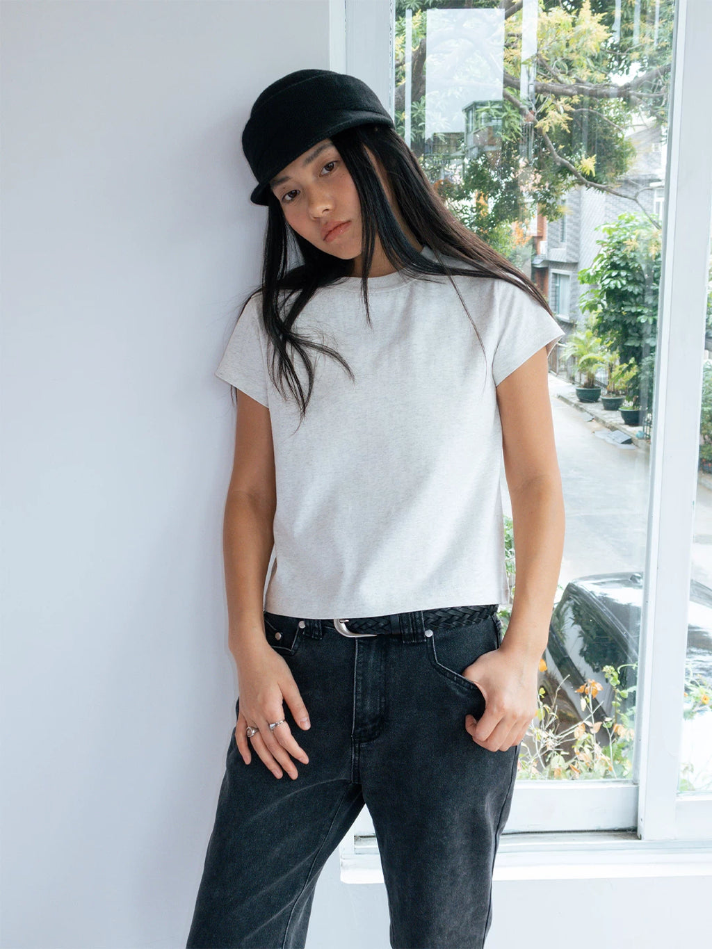 FUNKYFUN Front Shoulder Simple Loose Tee