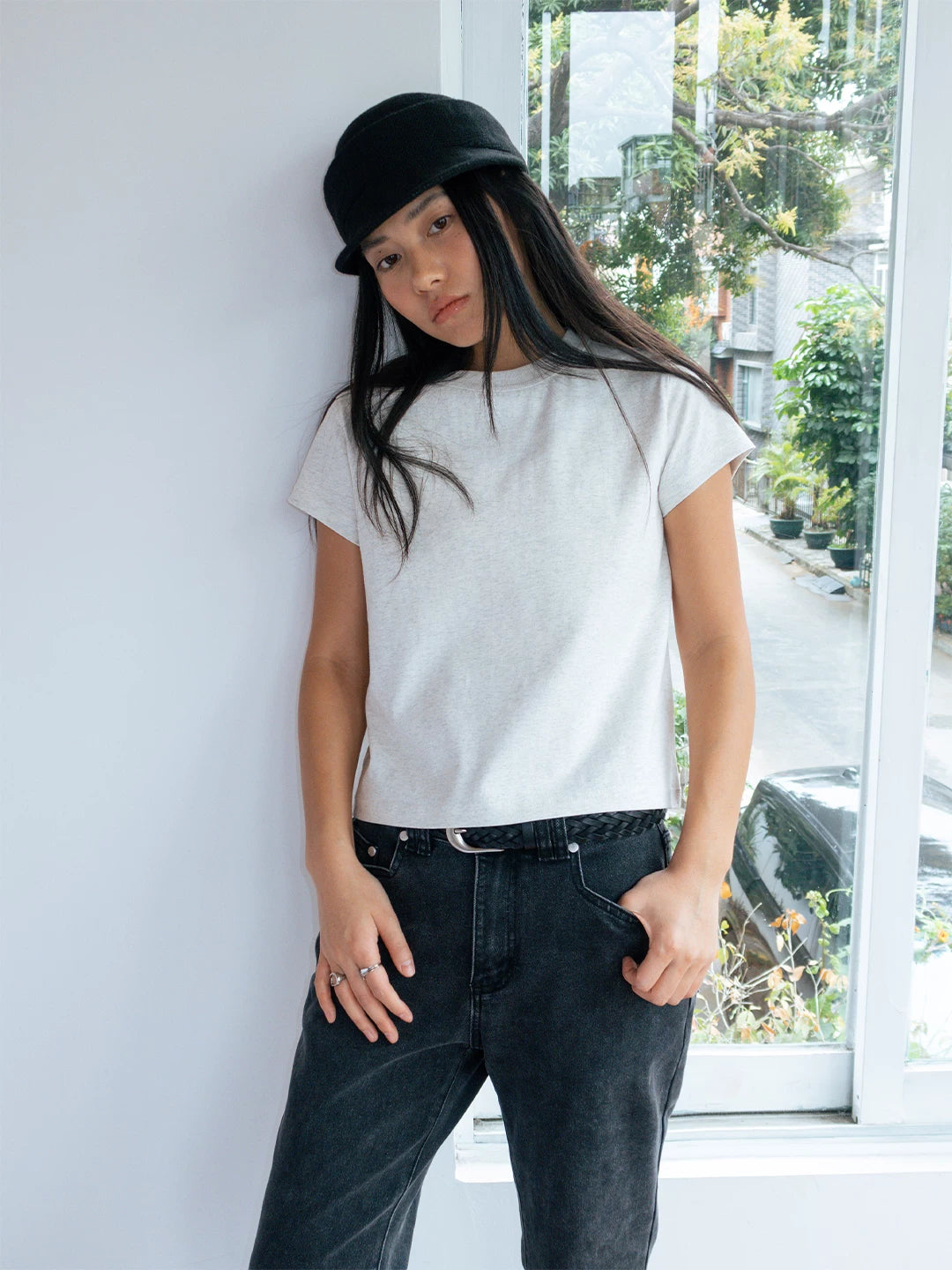 FUNKYFUN Front Shoulder Simple Loose Tee