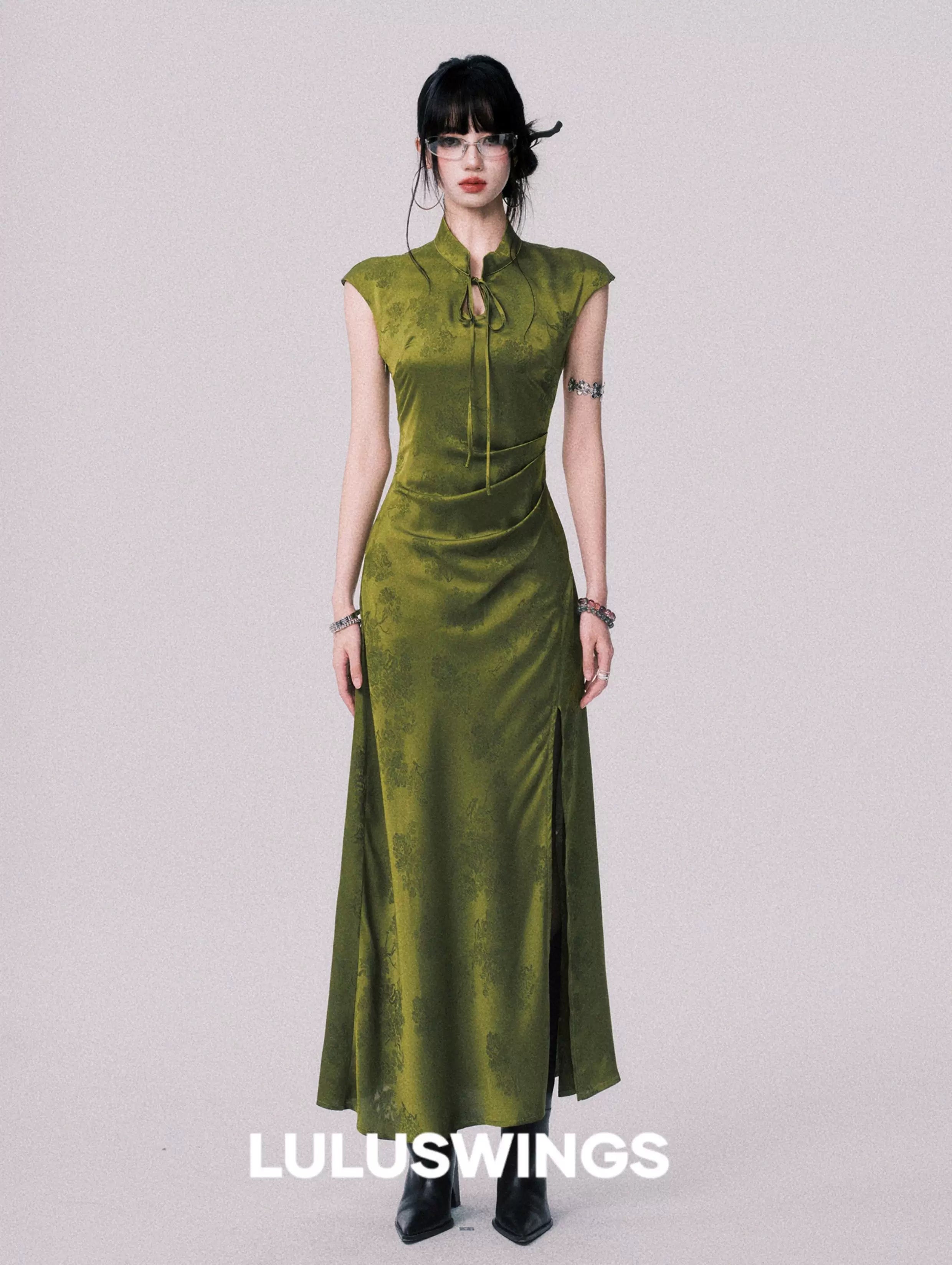 LULUSWINGS Retro Split Fork National Style Long Dress