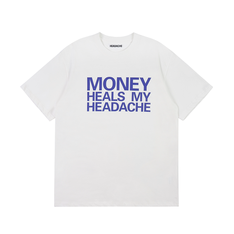 HEADACHE Bold Letter Print Round Neck Tee