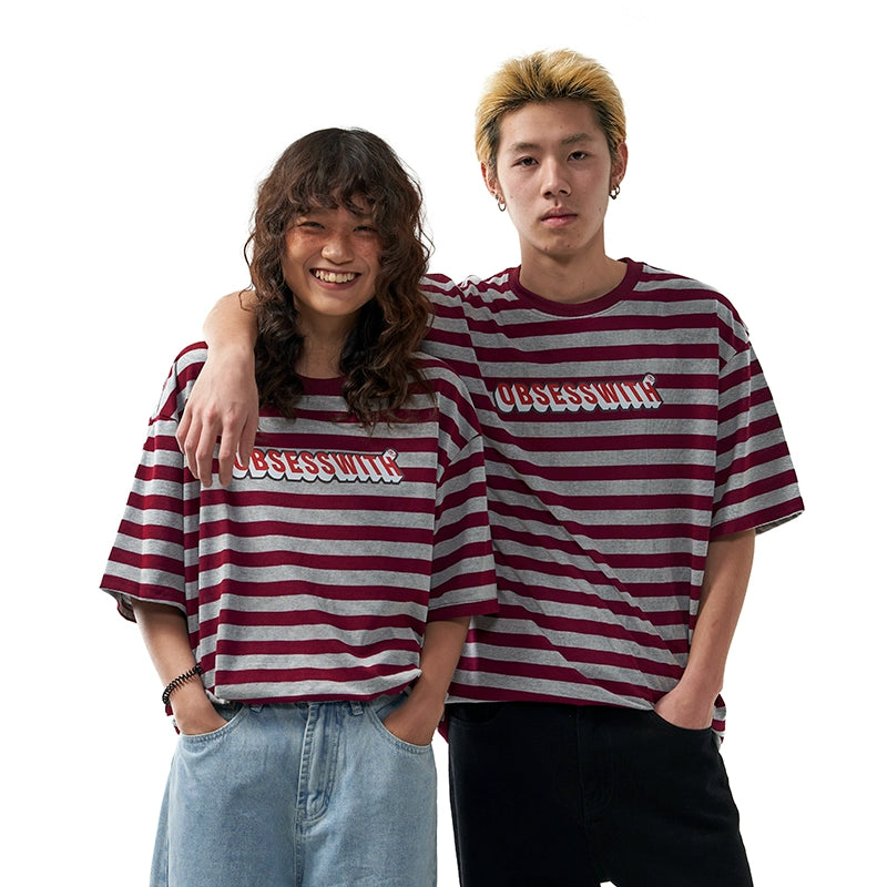 OBSESSWITH Striped Short Sleeve Tee