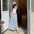 KPSR Plaid Lace Stitching A-word Vertical Skirt