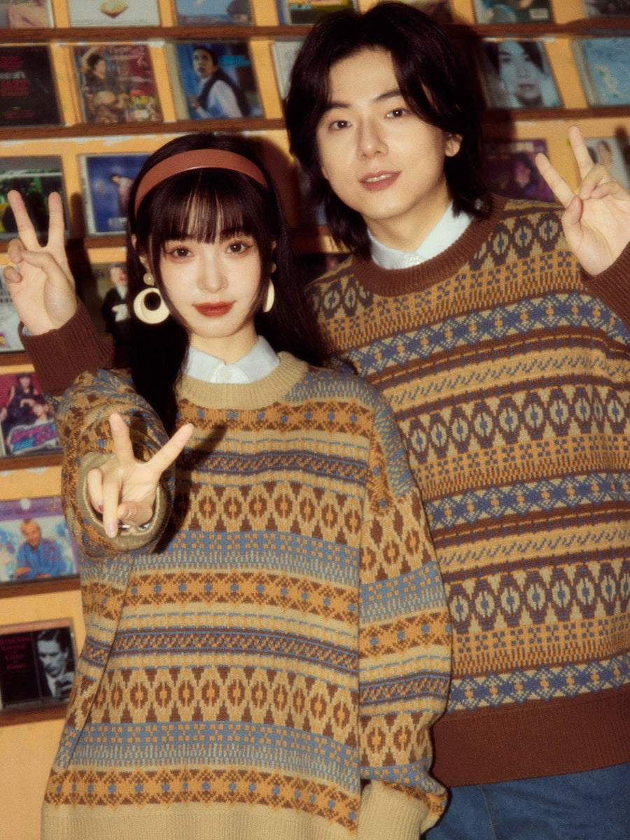 ALOHA Vintage Niche Lazy Striped Knitted Sweater