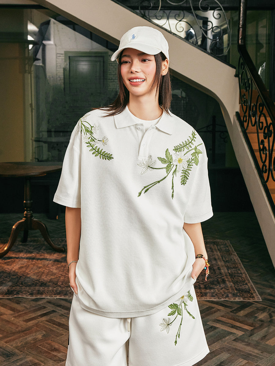 Harshandcruel 2025 neutral plant 10,000-needle embroidered Polo Shirt