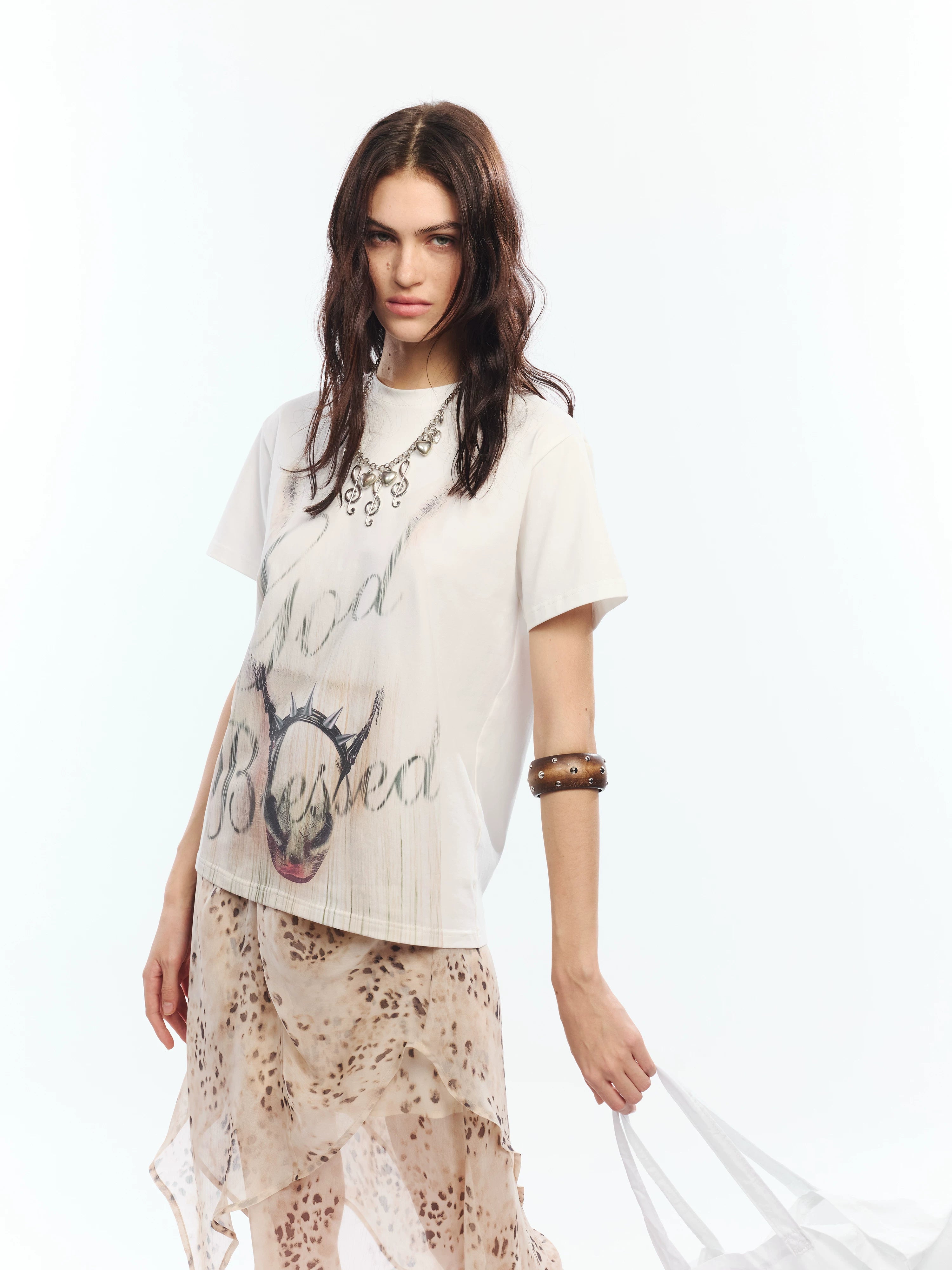 2th Desire Crew Neck Shoulder Casual Tee