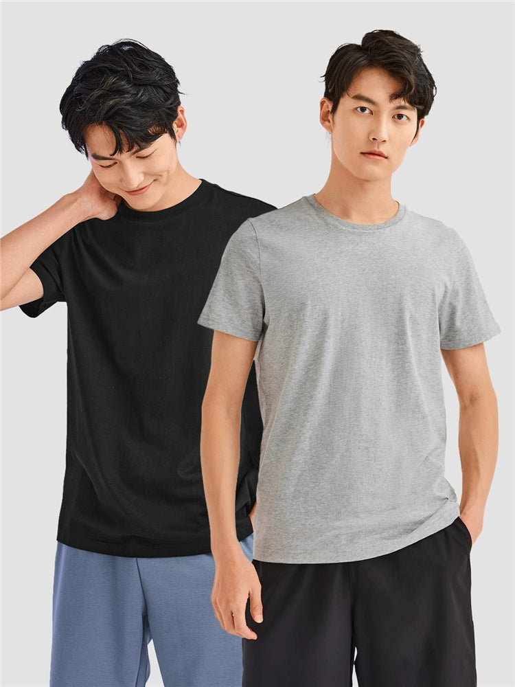 Giordano Crew Neck Solid Color Casual Bottom Shirt