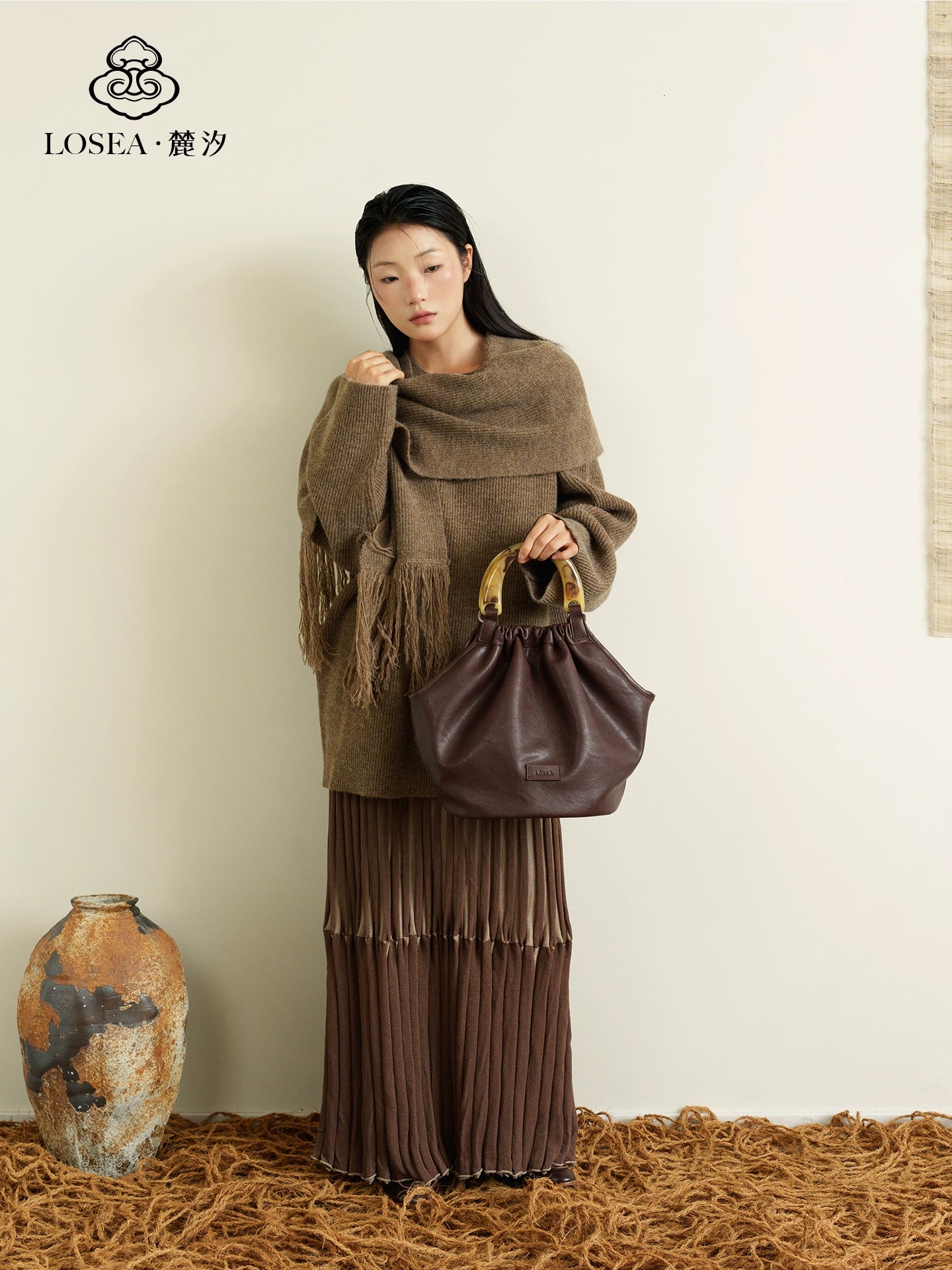 LOSEA Simple Oriental Aesthetic Vegetable Basket Tote Bag