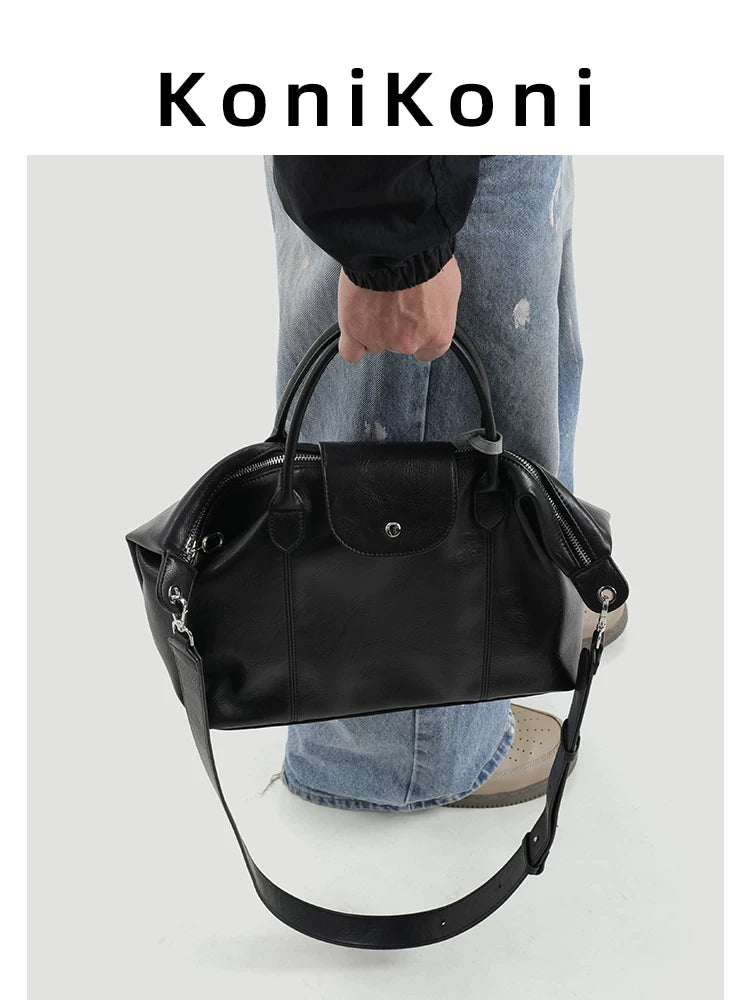KoniKoni Leather Large Capacity Casual Messenger Bag