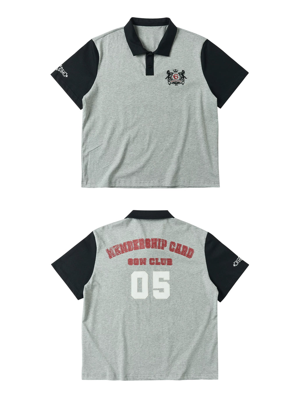 SAXGENWON Sticker Embroidery Splicing Print Front Shoulder Tee
