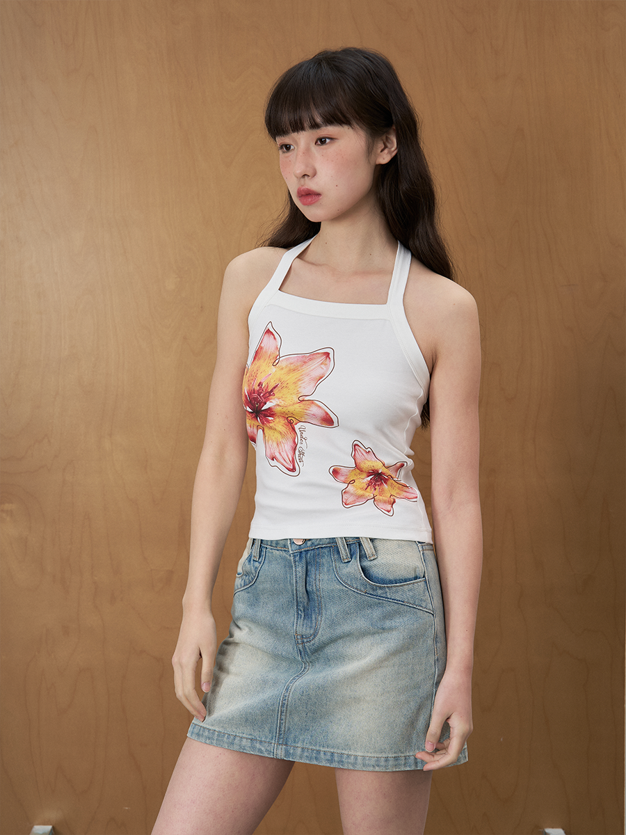 UnderStress Hawaiian Floral Print Vest Sling