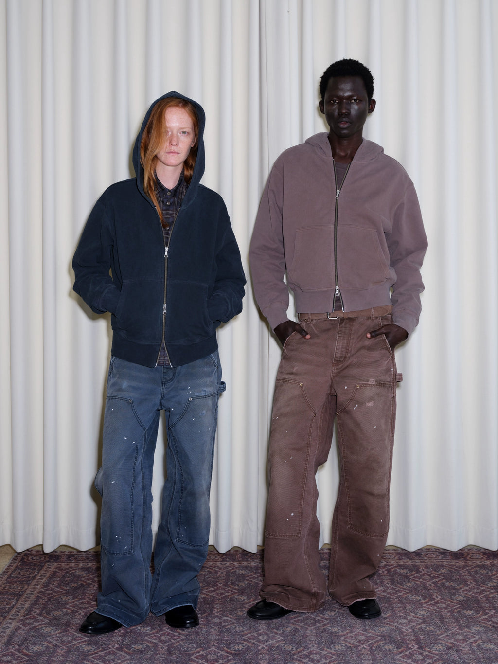 VLABMADE Old Ink Splashing A Word Straight Overalls