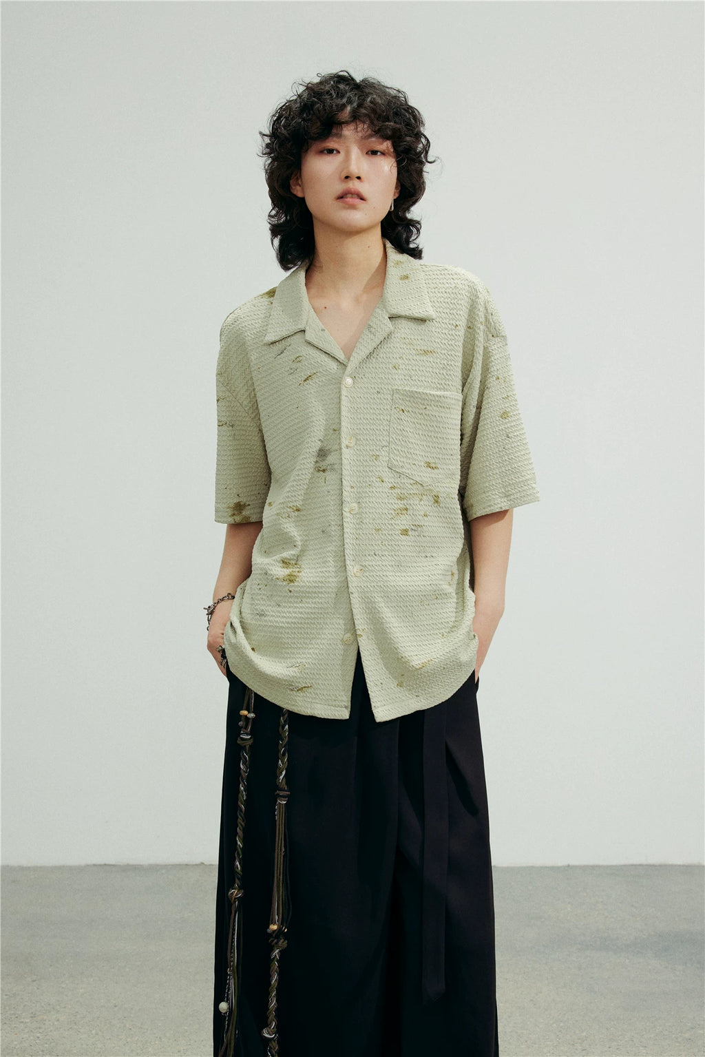 SUNYVONNE Lazy Old Ink-splashing Short-sleeved Shirt