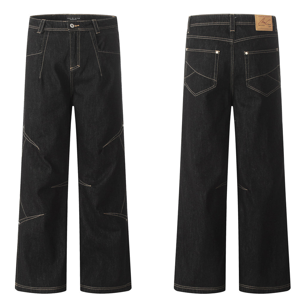11KN Retro Three-dimensional Structure Washed Jeans