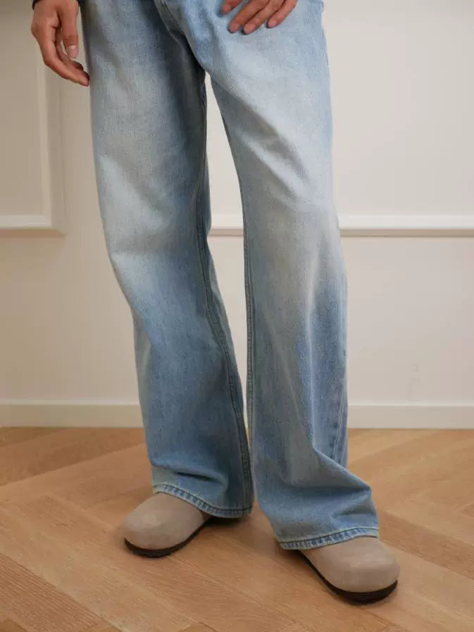 NO LOGO Washed Old Wide Versatile Jeans