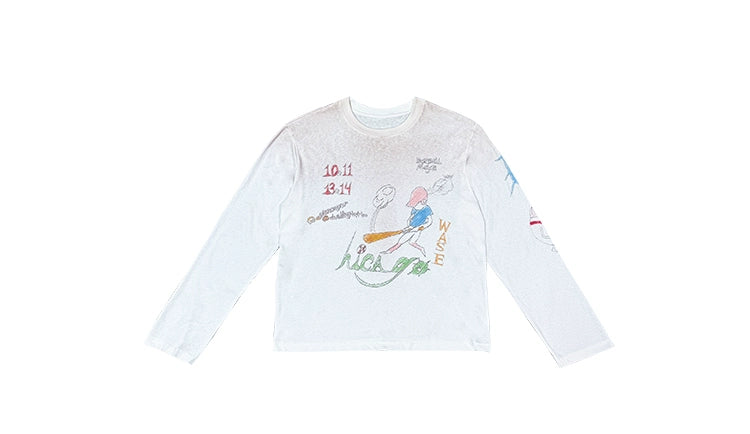 WASE Childlike Painting Micro-transparent Mud Dyeing Spray Dyeing Retro Long Sleeves