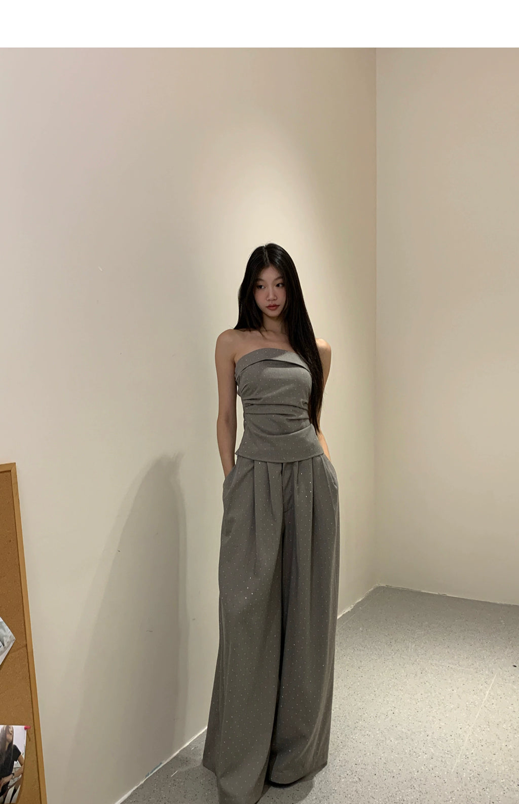 WITHMIN Slim Loose Drape Straight Casual Pants