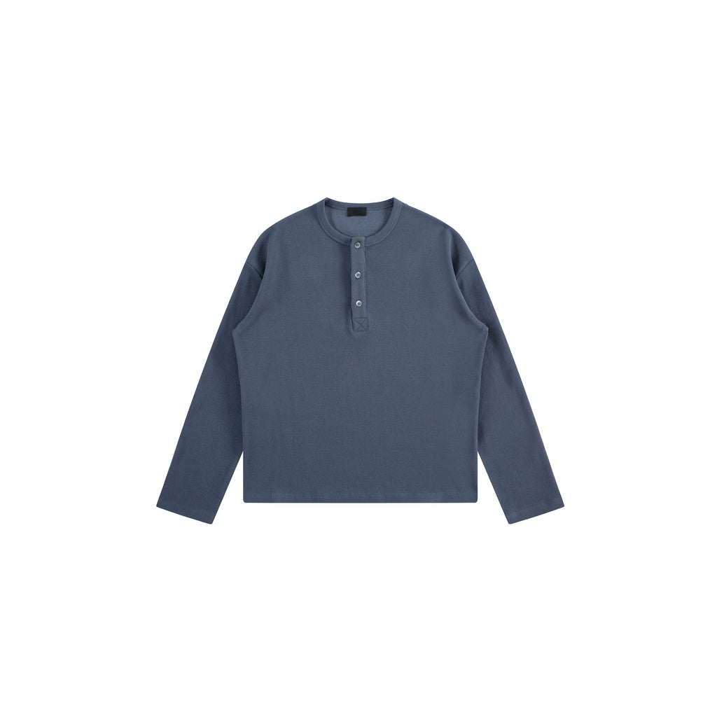 PLUS NO LOGO Diamond Waffle Henry Neck Long Sleeve